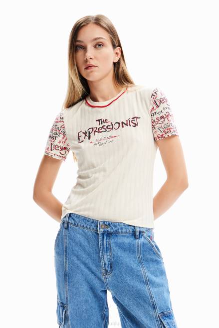 Textured message T-shirt Desigual Women 2ZPR153 Clothing