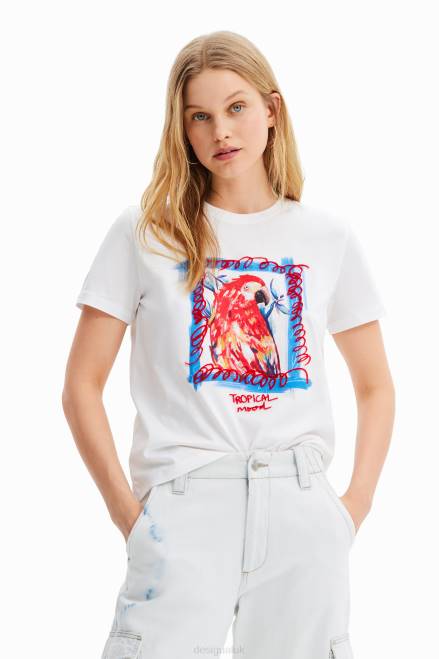 Tropical parrot T-shirt Desigual Women 2ZPR1009 Clothing