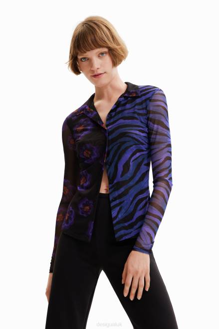 Tulle floral zebra shirt Desigual Women 2ZPR1007 Clothing