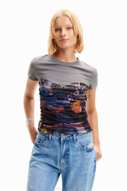 Tulle newspaper T-shirt Desigual Women 2ZPR915 Clothing
