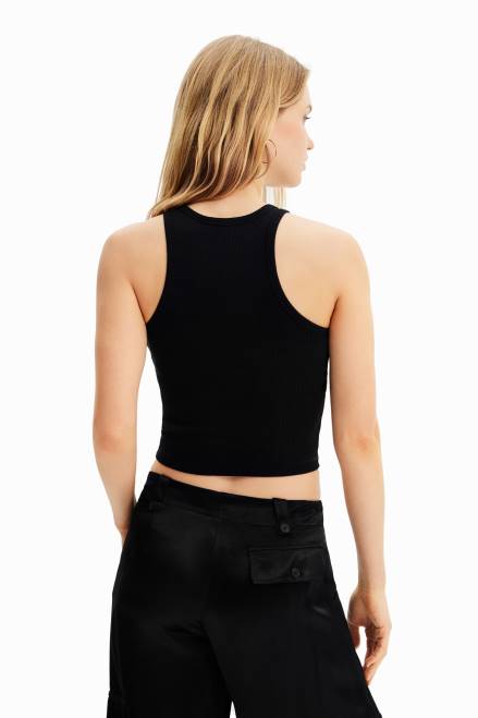 Two-tone slim ribbed T-shirt Desigual Women 2ZPR383 Clothing