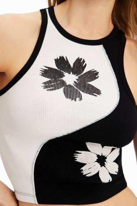 Two-tone slim ribbed T-shirt Desigual Women 2ZPR383 Clothing