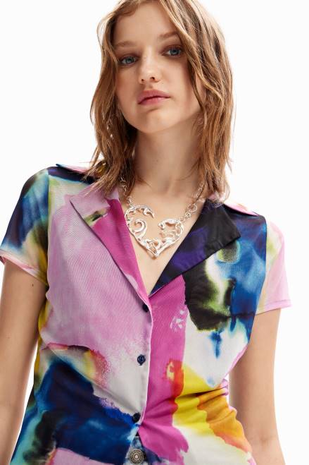 Watercolour tulle resort T-shirt Desigual Women 2ZPR1141 Clothing