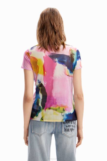 Watercolour tulle resort T-shirt Desigual Women 2ZPR1141 Clothing