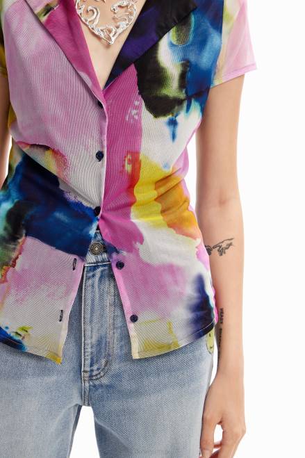 Watercolour tulle resort T-shirt Desigual Women 2ZPR1141 Clothing