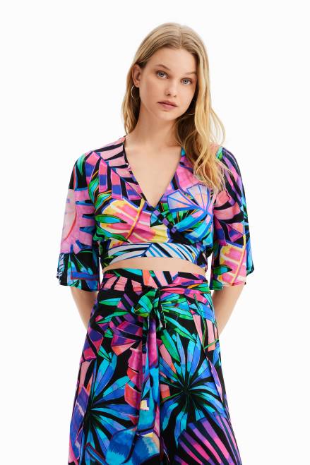 Tropical wrap crop top Desigual Women 2ZPR637 Clothing