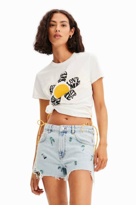 Embroidered denim shorts Desigual Women 2ZPR484 Clothing