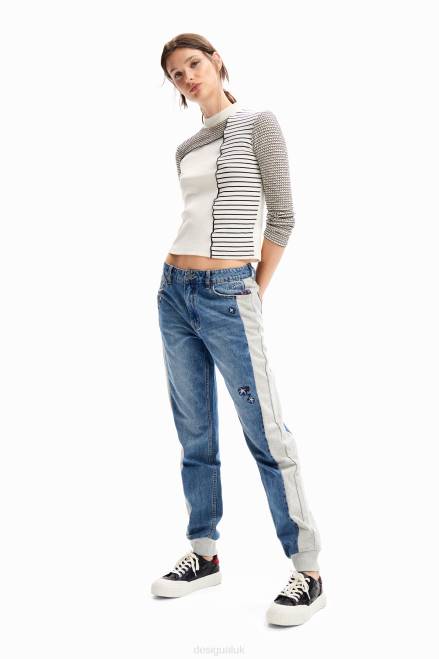 Embroidered jogger jeans Desigual Women 2ZPR93 Clothing
