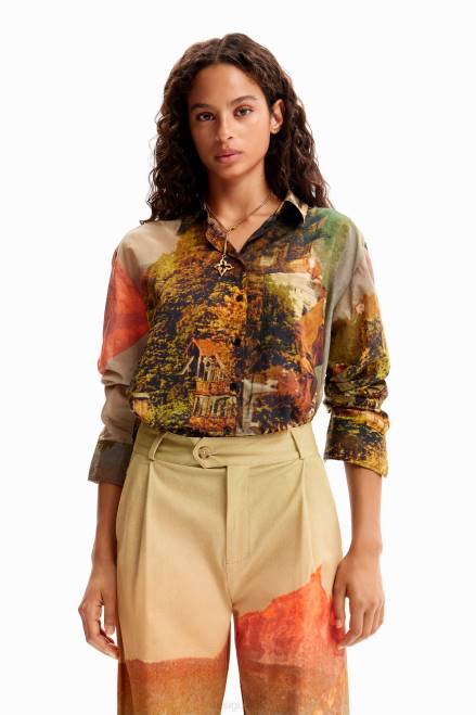 M. Christian Lacroix straight landscape trousers Desigual Women 2ZPR68 Clothing