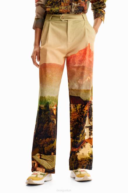 M. Christian Lacroix straight landscape trousers Desigual Women 2ZPR68 Clothing