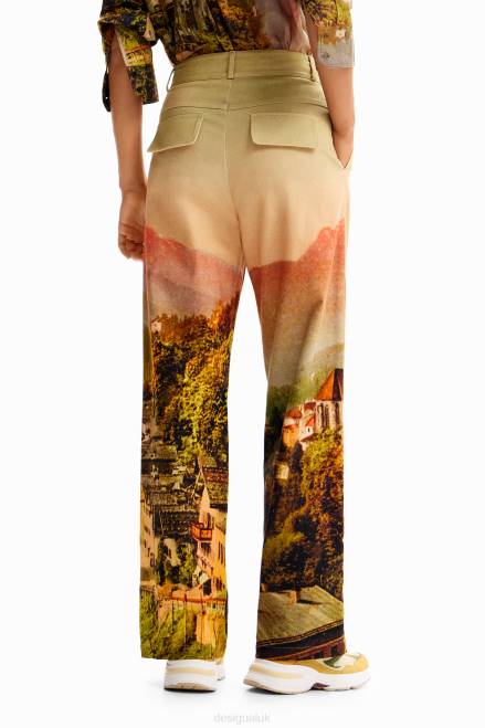 M. Christian Lacroix straight landscape trousers Desigual Women 2ZPR68 Clothing