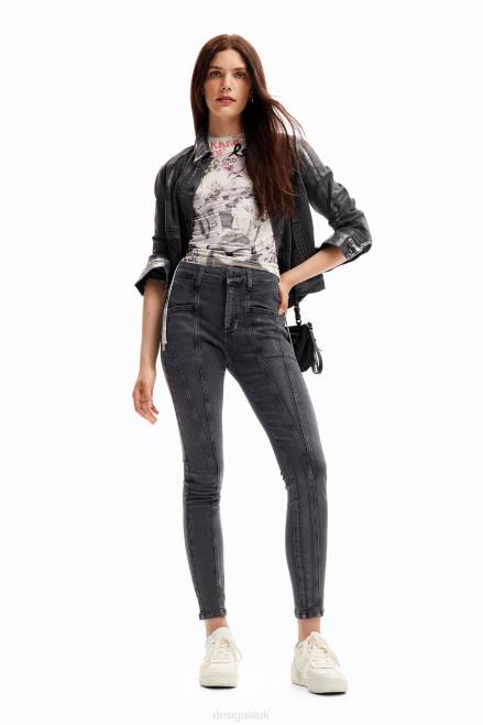 Metallic push-up skinny jeans Desigual Women 2ZPR257 Clothing