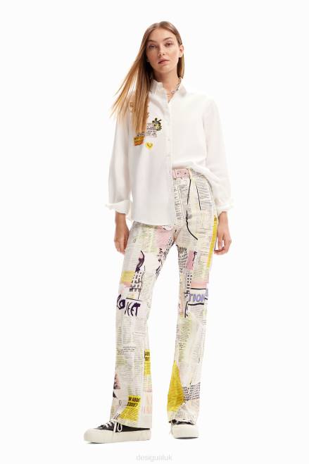 Newspaper flare trousers Desigual Women 2ZPR87 Clothing