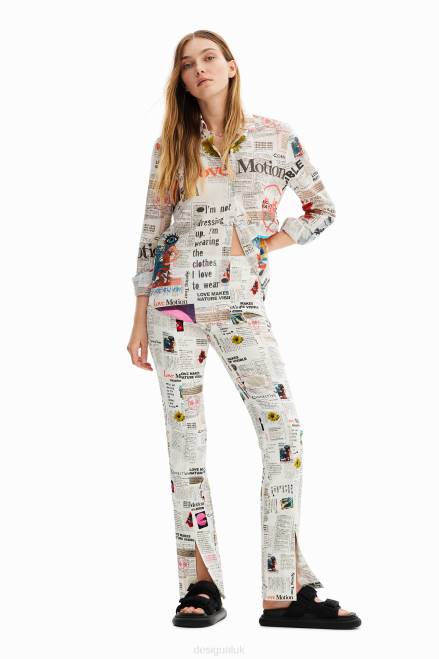 Newspaper slit trousers Desigual Women 2ZPR652 Clothing
