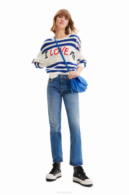 Rhinestone detail straight jeans Desigual Women 2ZPR698 Clothing