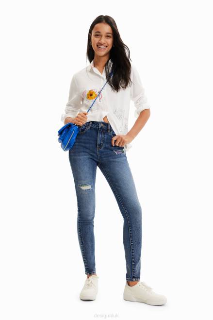 Ripped slim push-up jeans Desigual Women 2ZPR729 Clothing