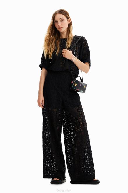 Sheer lace trousers Desigual Women 2ZPR420 Clothing
