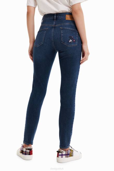 Skinny push-up jeans with embroidered flowers Desigual Women 2ZPR564 Clothing