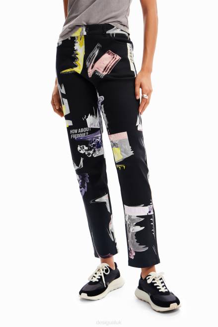 Straight collage trousers Desigual Women 2ZPR30 Clothing