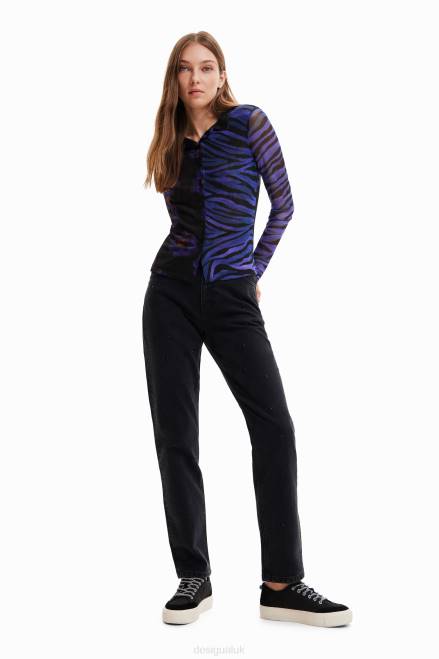 Straight rhinestone jeans Desigual Women 2ZPR567 Clothing