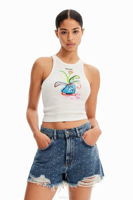 Studded denim shorts Desigual Women 2ZPR513 Clothing