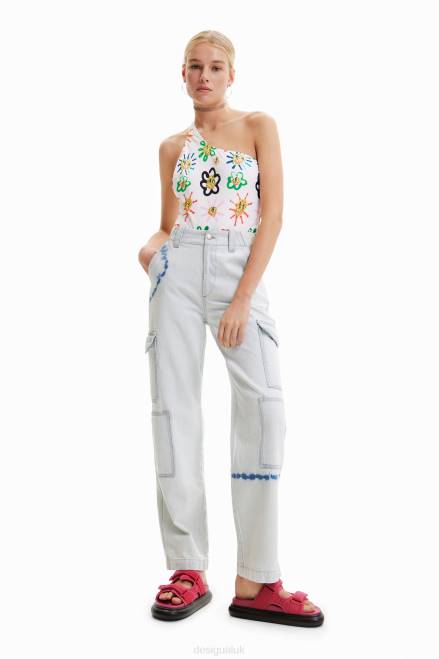 Tie-dye cargo jeans Desigual Women 2ZPR880 Clothing