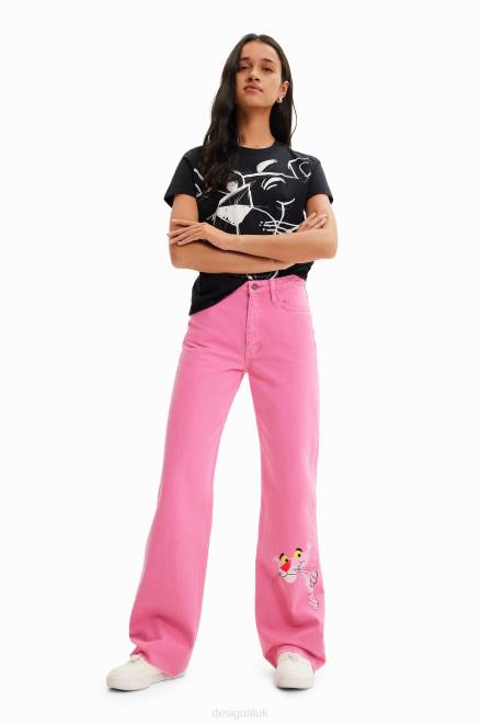 Wide-leg Pink Panther jeans Desigual Women 2ZPR844 Clothing